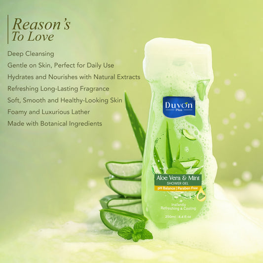 Duvon Plus Aloe Vera & Mint Shower Gel 250ml