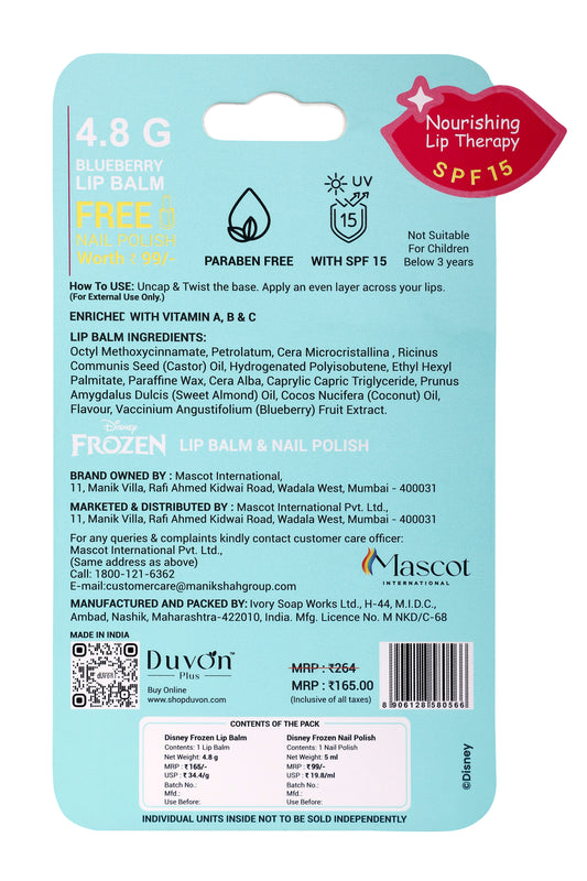 Duvon Plus Disney Frozen Lip Balm & Nail Polish | Sparkling Beauty Duo