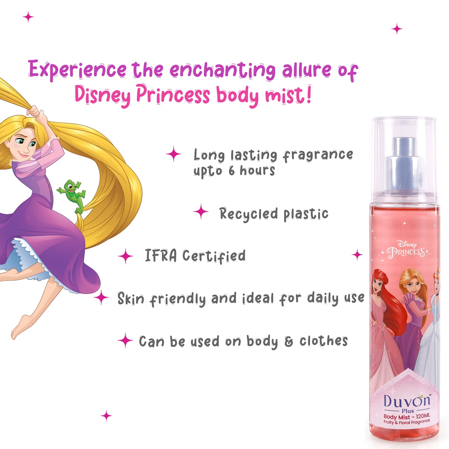 Duvon Plus Disney Princess Gift Set – Lip Balm, Nail Polish, Body Mist, Toothbrushes & Hair Pins for Girls ( Pack of 3)