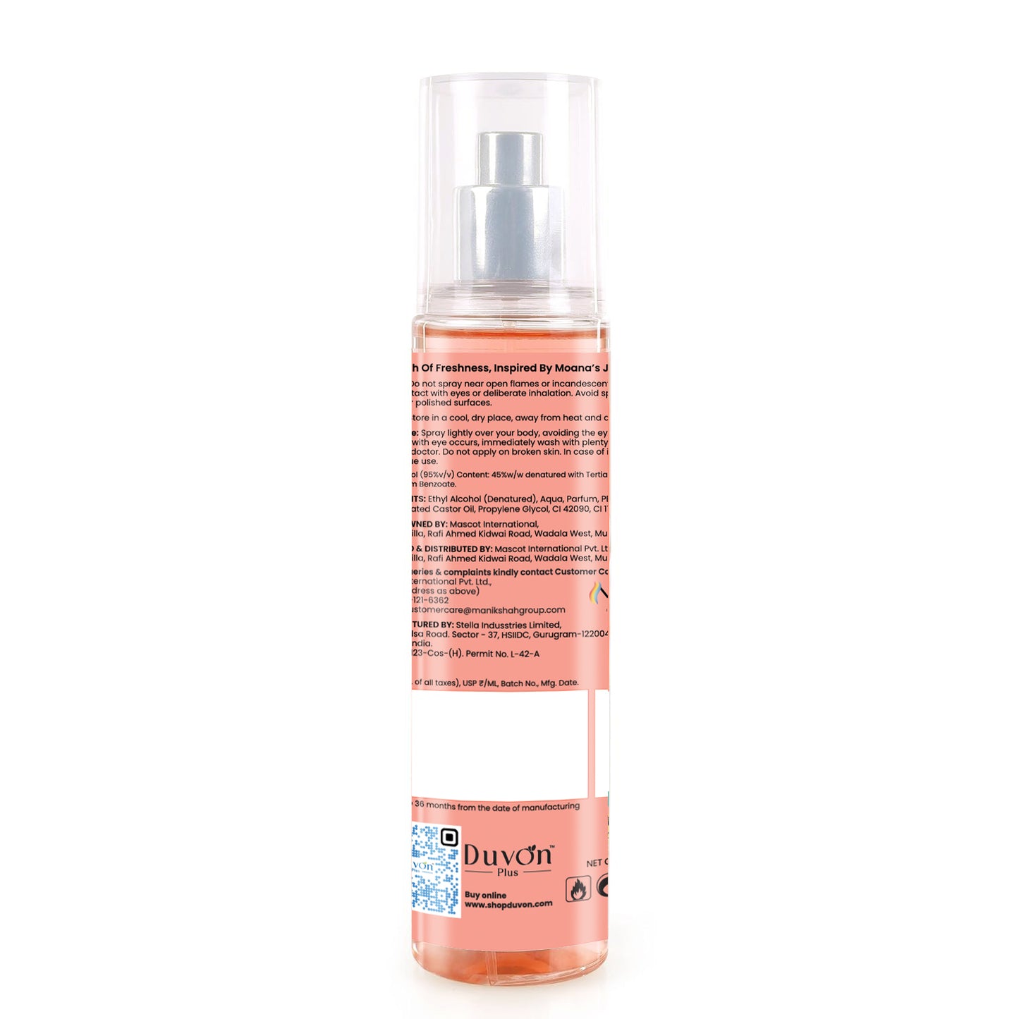 Duvon Plus Disney Moana Body Mist for Girls | Warm Vanilla | Long Lasting Kids Perfume Spray 120ml