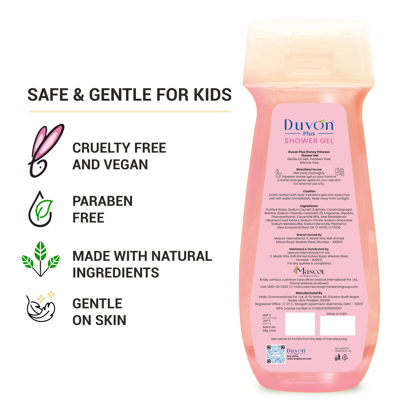 Duvon Plus Disney Princess Rapunzel Shower Gel for Kids 250ml