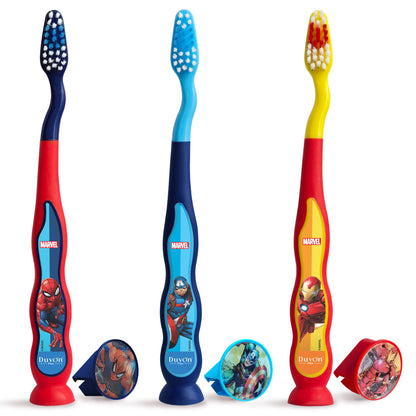 Duvon Plus Marvel Toothbrush Set of 3 for Kids with Hygiene Cap