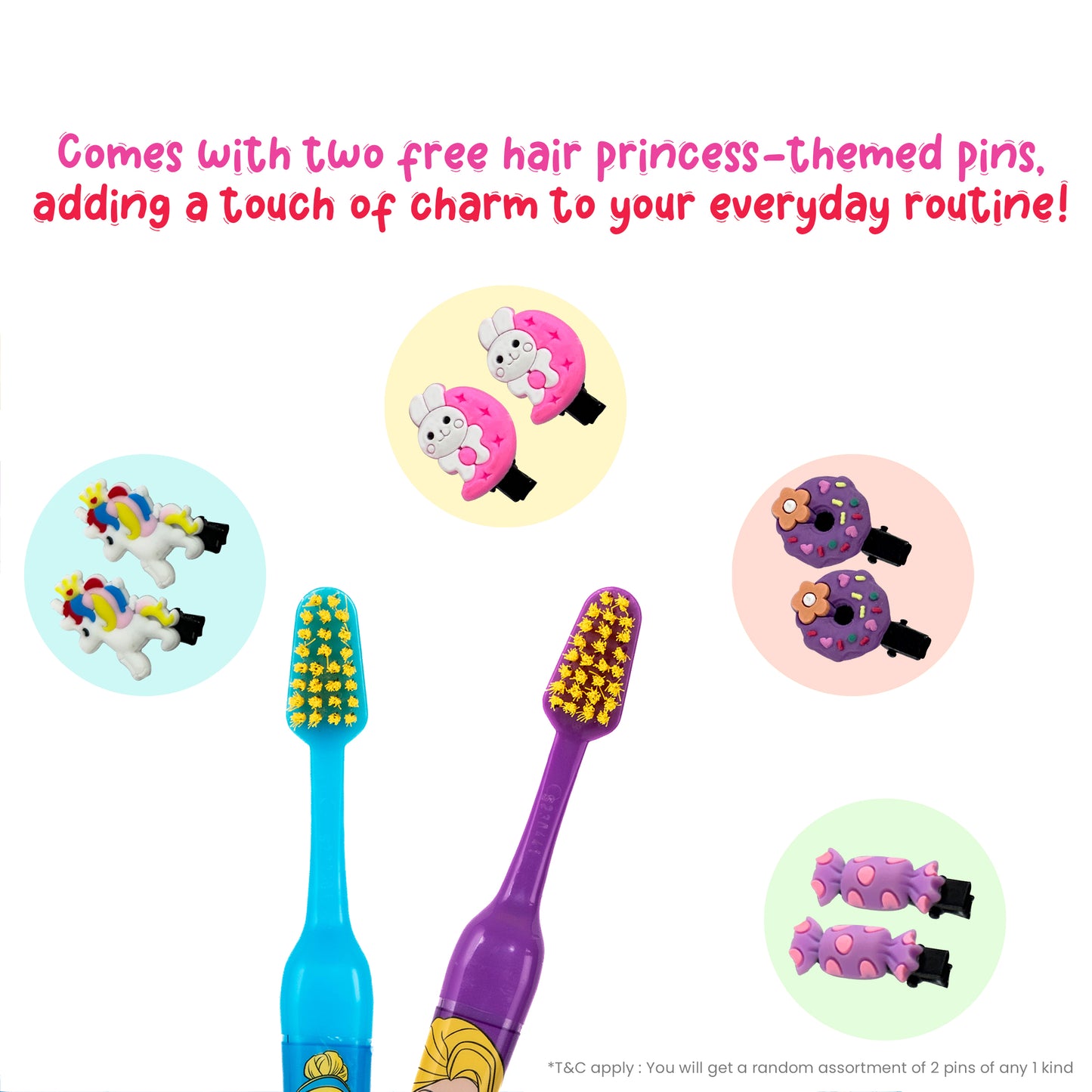 Duvon Plus Disney Princess Gift Set – Lip Balm, Nail Polish, Body Mist, Toothbrushes & Hair Pins for Girls ( Pack of 3)
