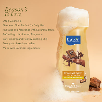 Duvon Plus Choco Milk Splash Kids Body Wash 250ml