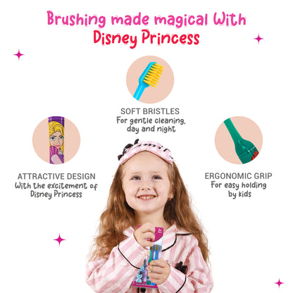 Duvon Plus x Disney Princess Toothbrush Set | Ariel and Cinderella | 2 Brushes + 2 Hair Pins Free