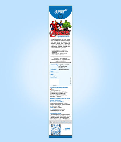 Duvon Plus Avengers Superheros Toothbrush Series Pack of 4 - Captain America, Spiderman, Hulk and Iron Man