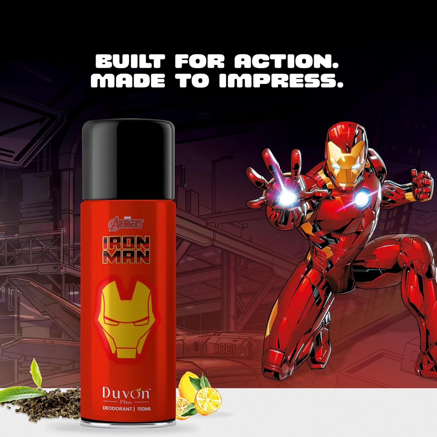 Duvon Plus Marvel Iron Man Deodorant – Citruses & Musk Fragrance, 150 ML