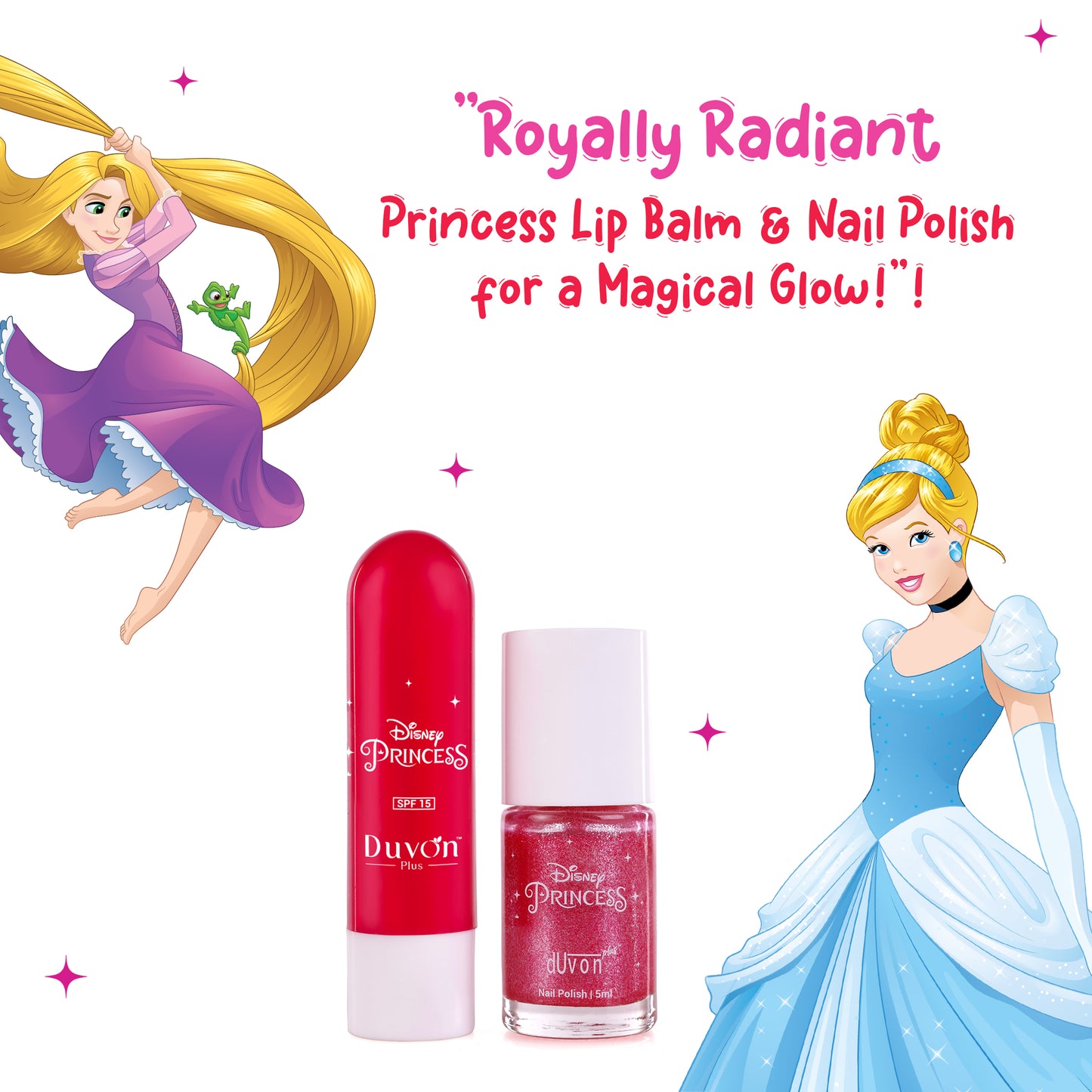 Duvon Plus Disney Princess Gift Set – Lip Balm, Nail Polish, Body Mist, Toothbrushes & Hair Pins for Girls ( Pack of 3)