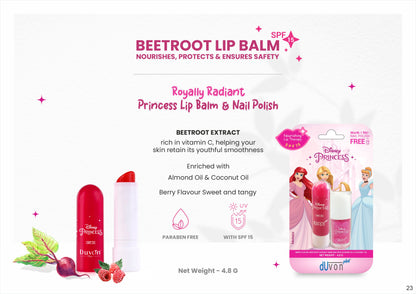 Duvon Plus Disney Princess Lip Balm & Nail Polish | Royal Glam Duo