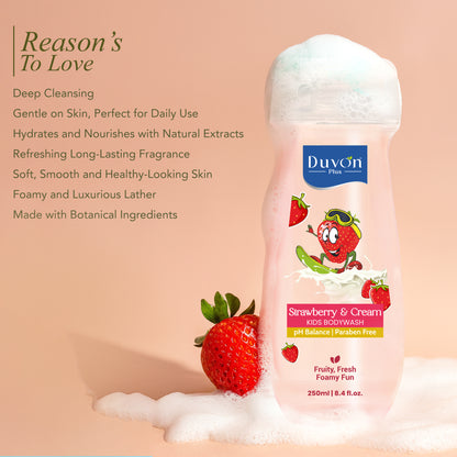 Duvon Plus Strawberry & Cream Kids Body Wash 250ml