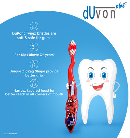 Duvon Plus Avengers Superheros Toothbrush Series Pack of 4 - Captain America, Spiderman, Hulk and Iron Man