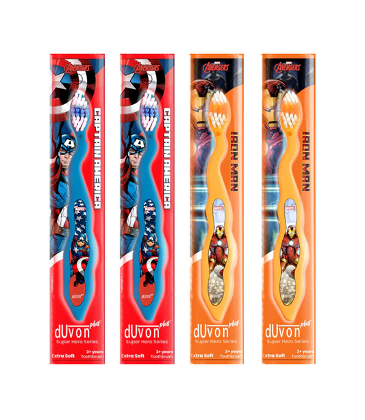 Duvon Plus Marvel Avenger Series Toothbrush - Captain America and Iron Man (Pair of 2)